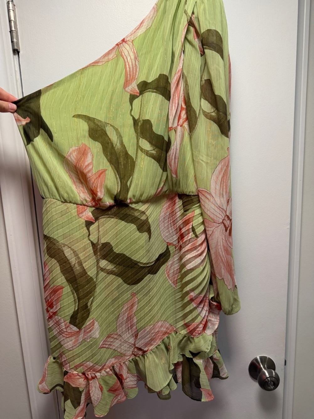 Express Light Green One-Shoulder Dress / Romper